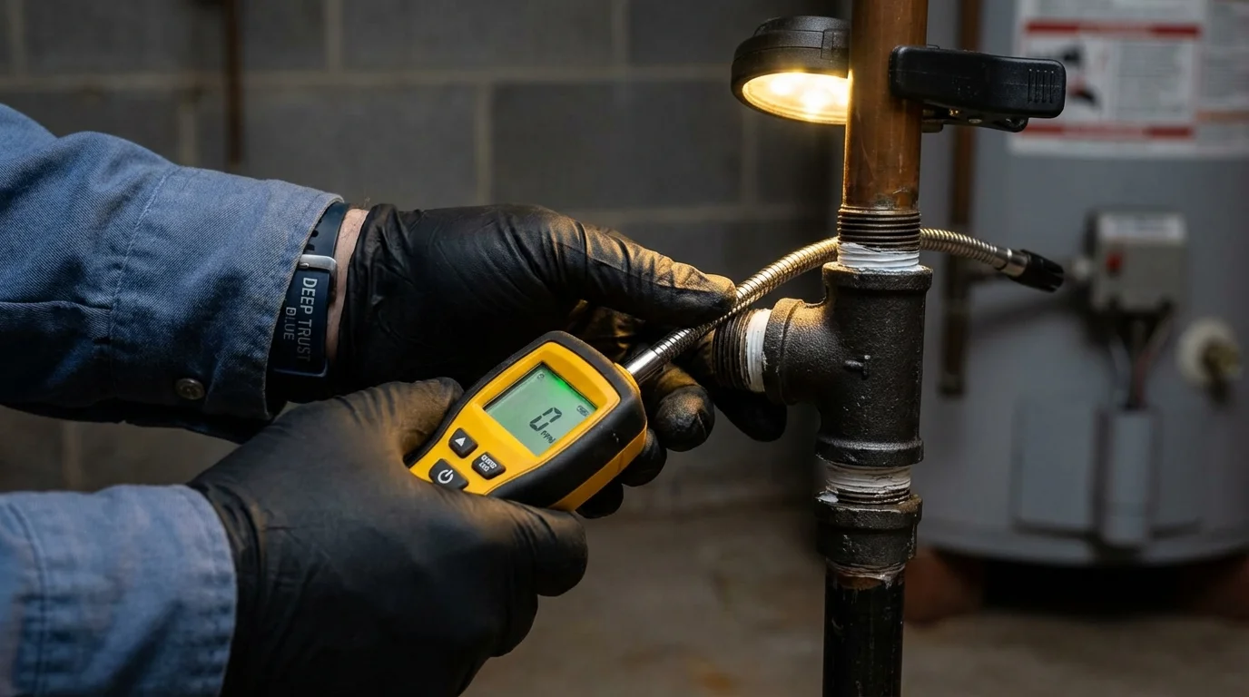 Gas leak detection with electronic sniffer by Johns Plumbing LLC in Larchmont