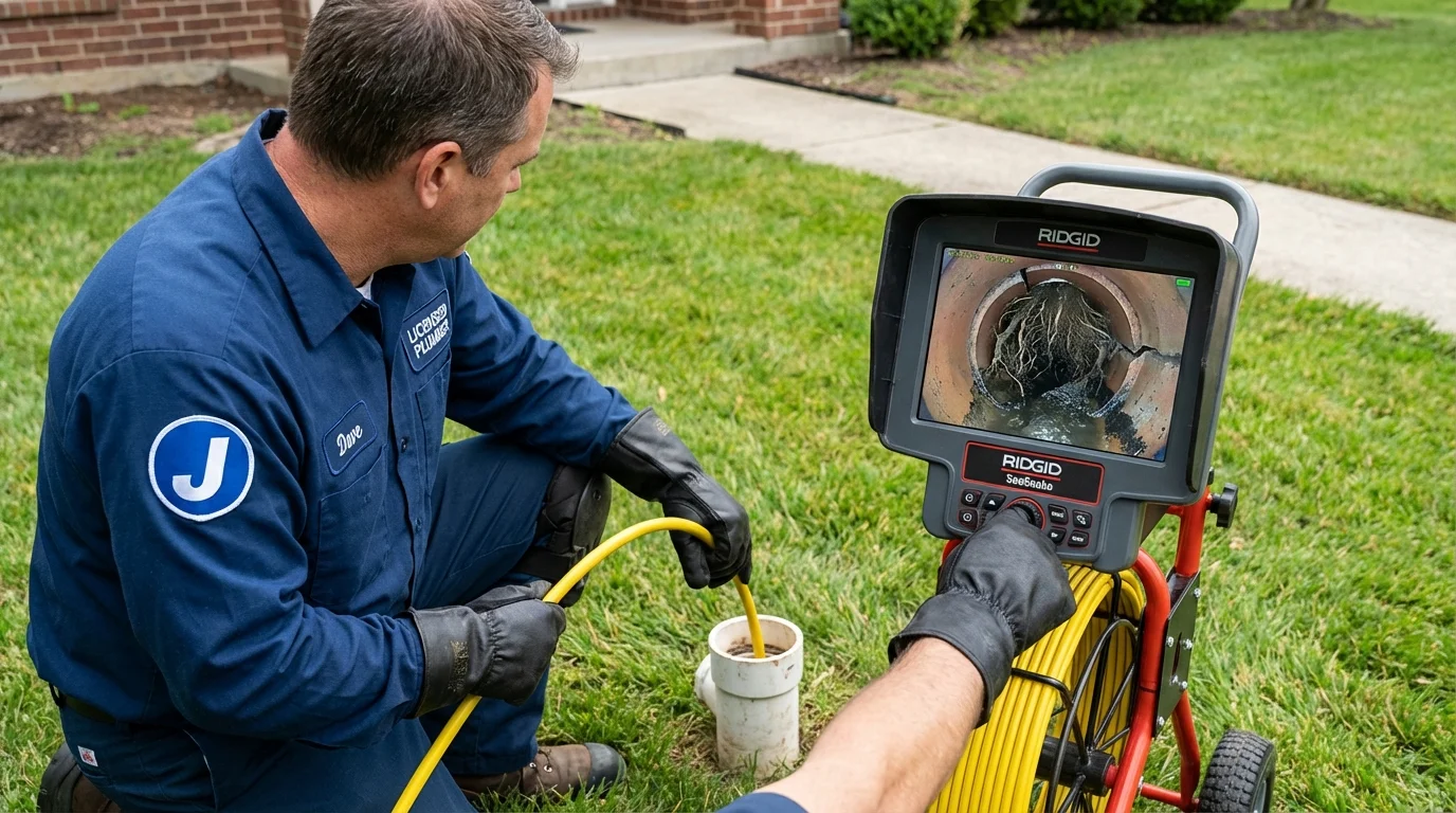 Sewer camera inspection being performed by Johns Plumbing LLC in Larchmont